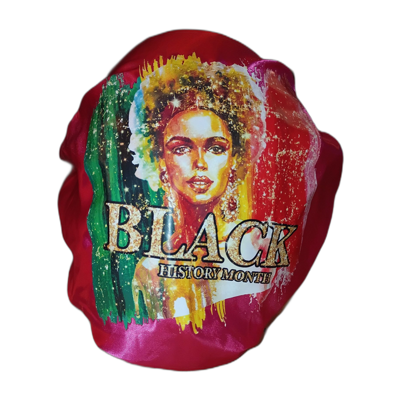 Black History Month pink satin bonnet
