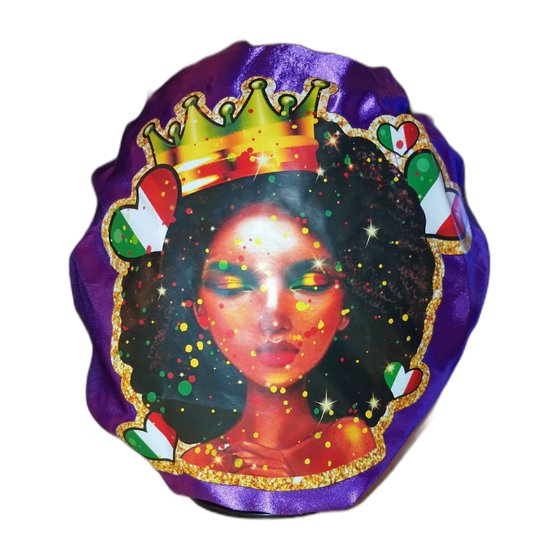 Crowned Queen purple satin bonnet