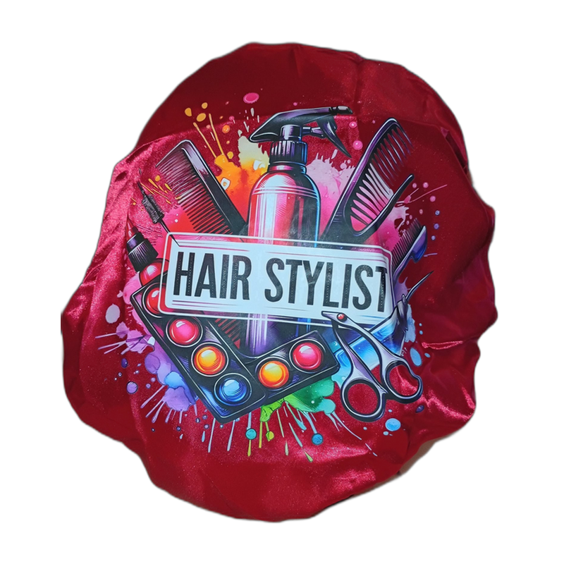 Hairstylist red satin bonnet