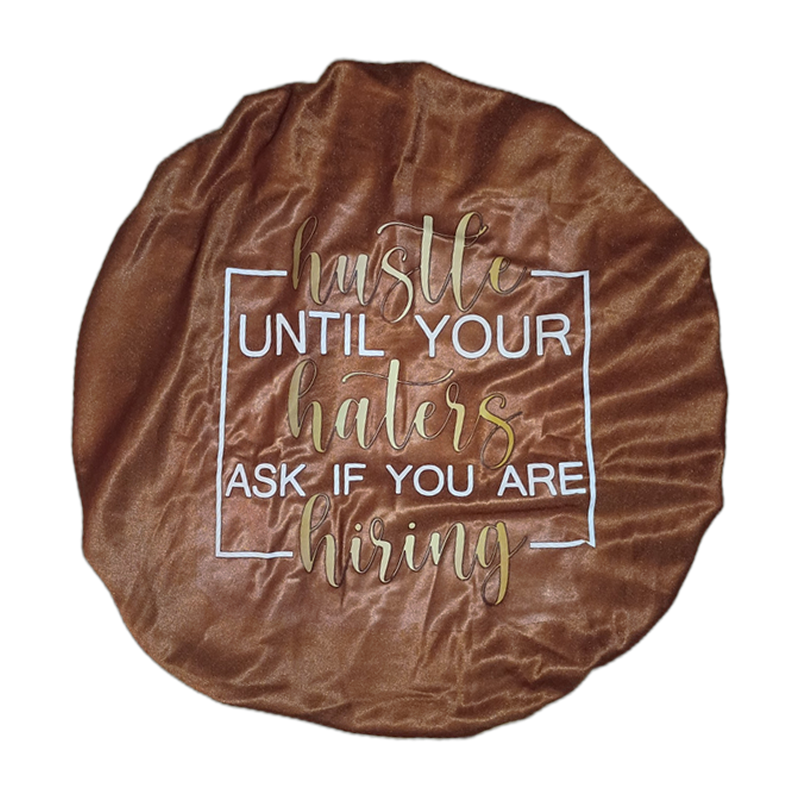 Hustle Up brown satin bonnet