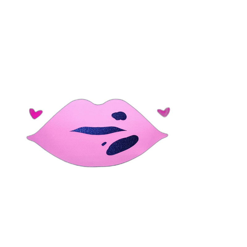 MaMa pink lips blue satin bonnet