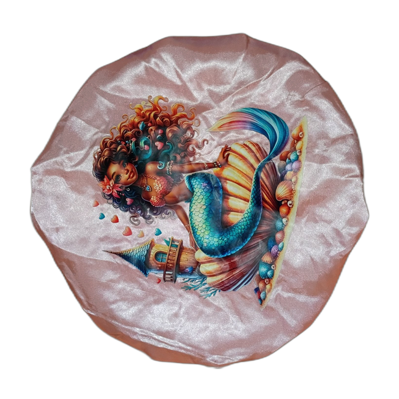 Mermaid pink satin bonnet