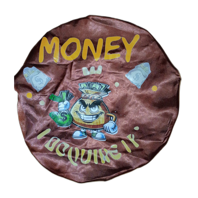 Money Please brown satin bonnet