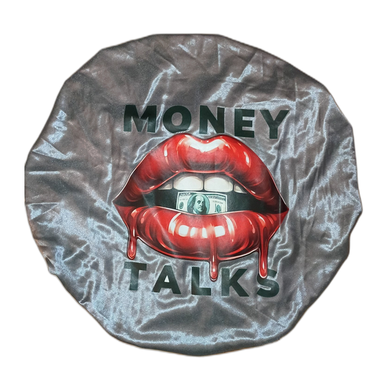 Money Talks silver satin bonnet